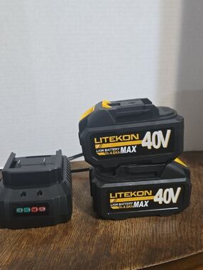 Litekon 40V 4.0Ah Lithium-Ion Rechargeable  Battery 2-Pack + Charger